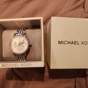 Michael Kors Silver Watch with Crystal Accents